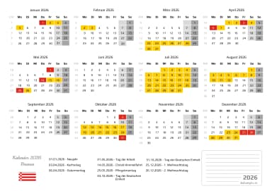 kalender 2026 mit schulferien