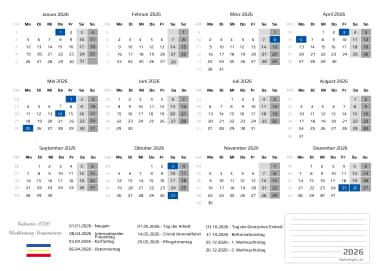 kalender 2026 mit Feiertagen