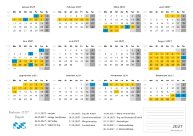 kalender 2027 mit schulferien