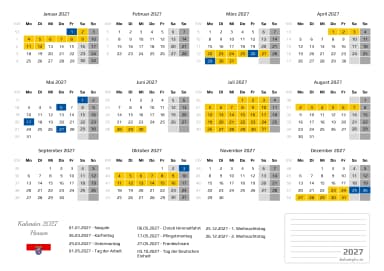 kalender 2027 mit schulferien