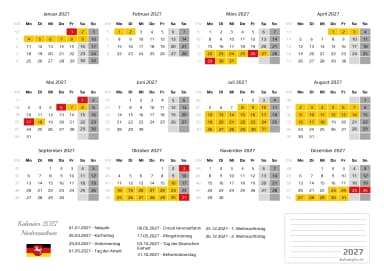 kalender 2027 mit schulferien