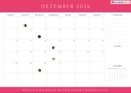 kalender dezember 2026 mit Mondphasen