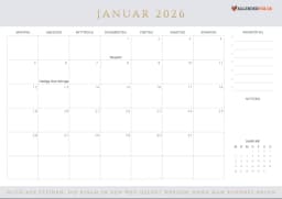 kalender Januar 2026 mit Feiertagen