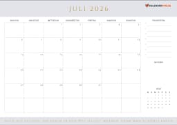 kalender juli 2026 mit Feiertagen