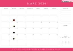 kalender märz 2026 mit Mondphasen