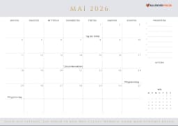 kalender mai 2026 mit Feiertagen