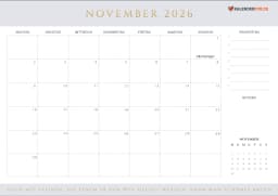 kalender november 2026 mit Feiertagen