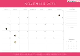 kalender november 2026 mit Mondphasen