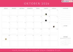 kalender oktober 2026 mit Mondphasen