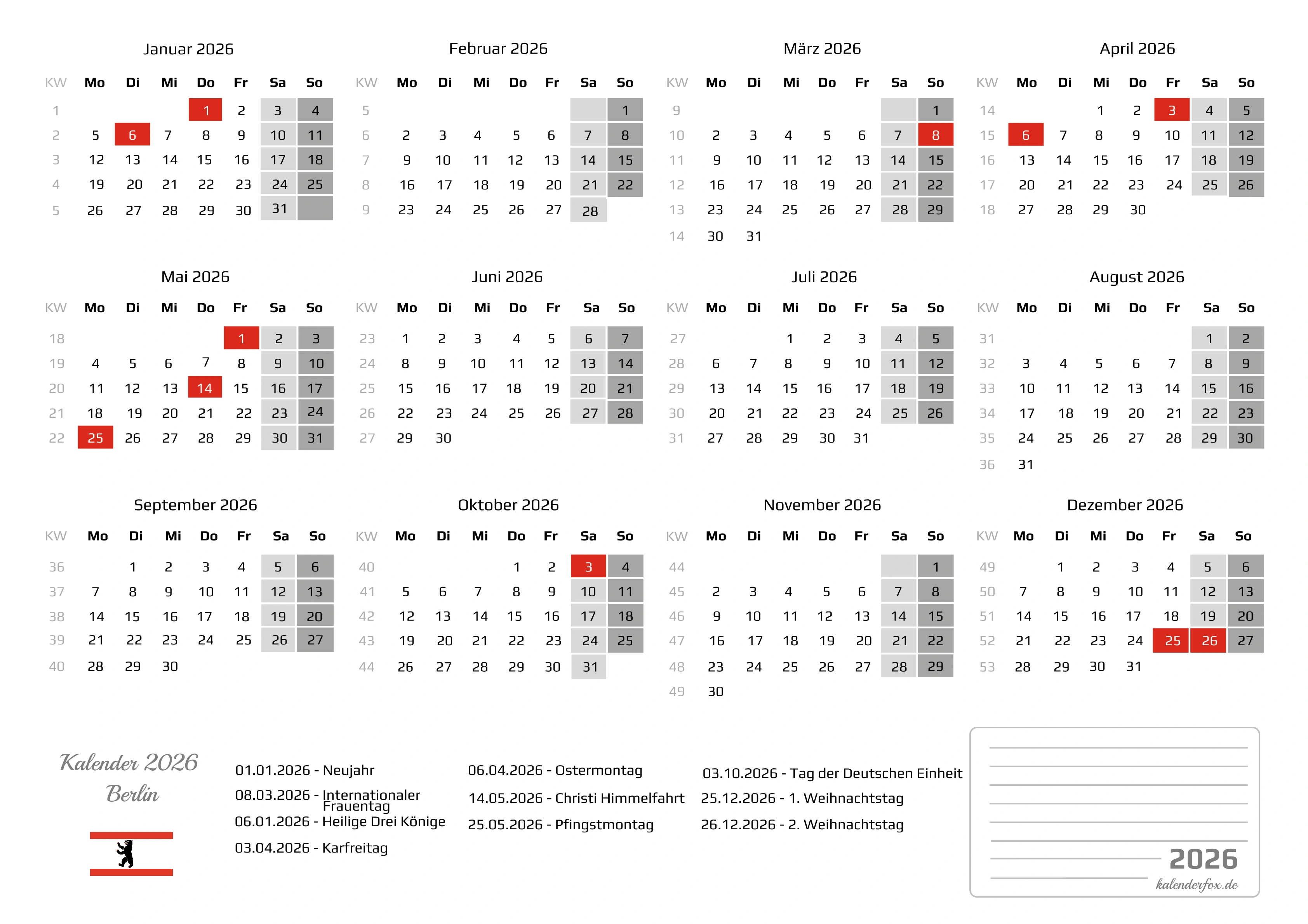 Kalender 2026 Zum Ausdrucken PDF Feitagen Ferien Kalender 2026 Zum Ausdrucken PDF Feitagen Ferien