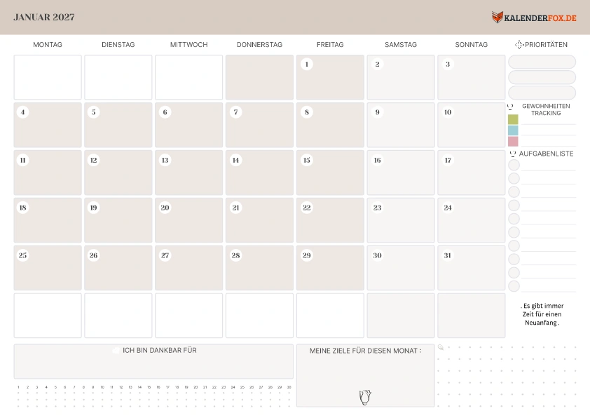 Kalender mit To-Do-Liste