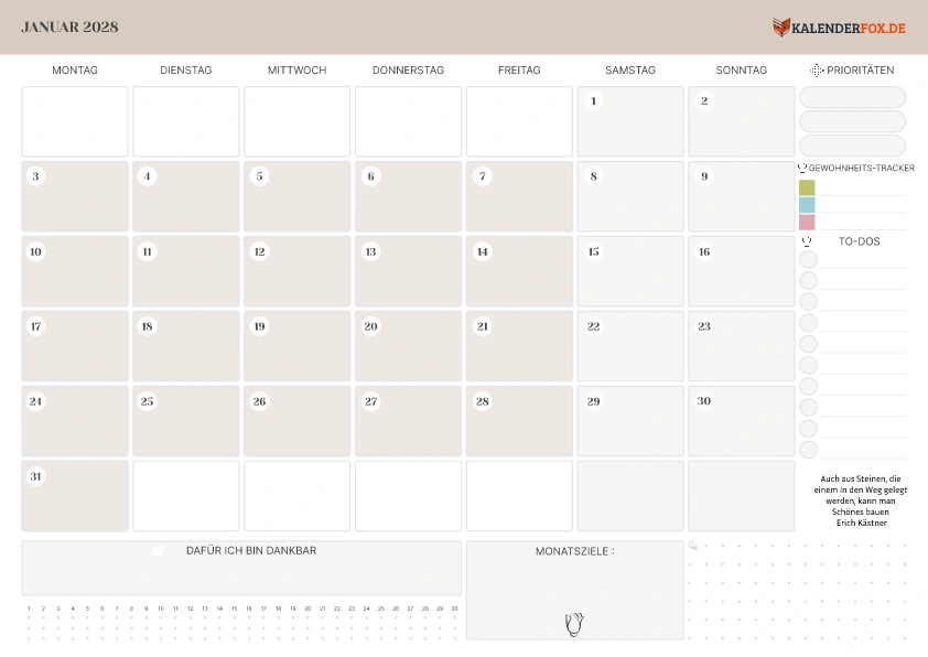 Kalender mit To-Do-Liste