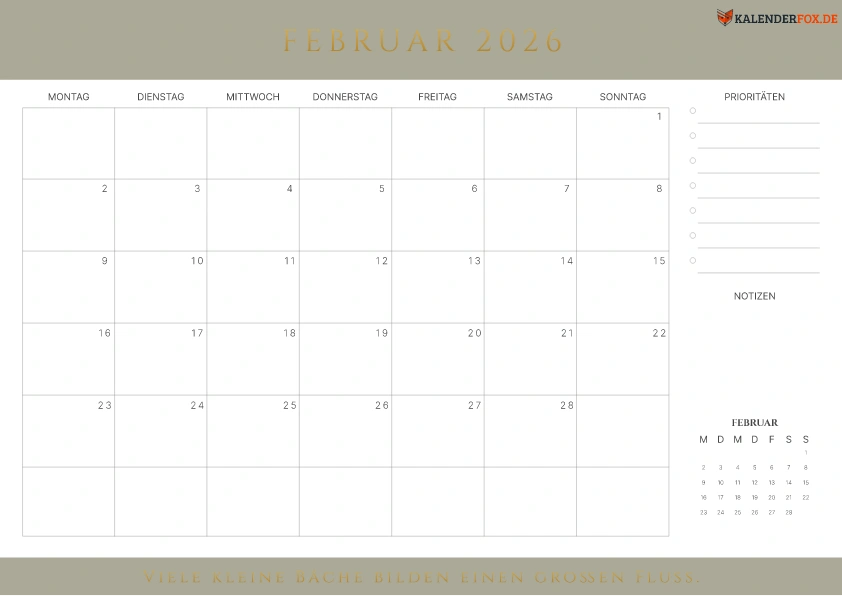 Prioritäten-Kalender Februar 2026