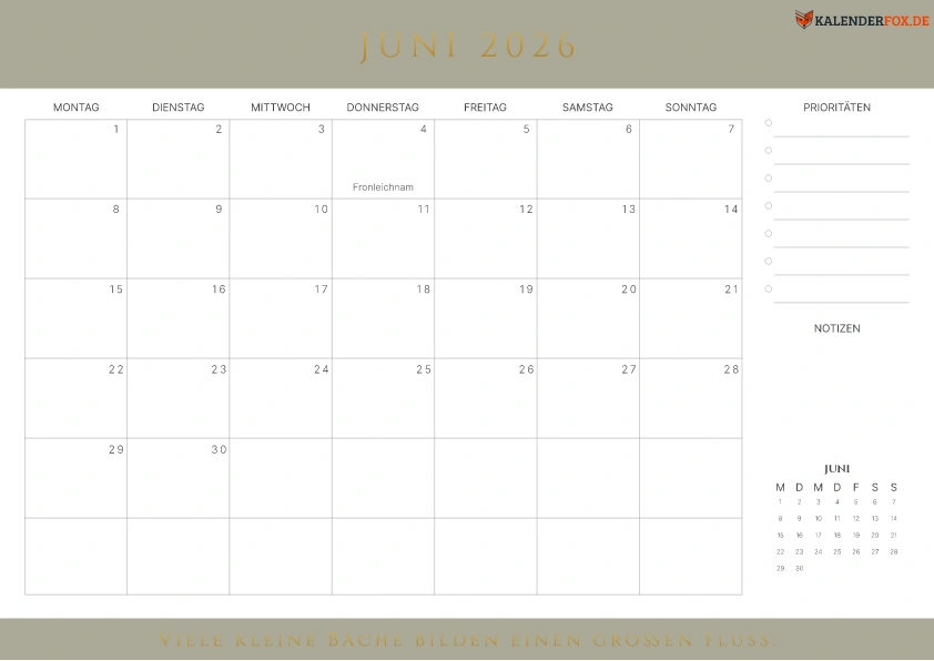 Prioritäten-Kalender Juni 2026