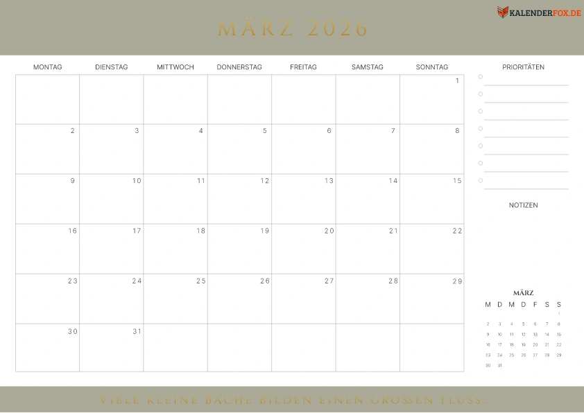 Prioritäten-Kalender März 2026