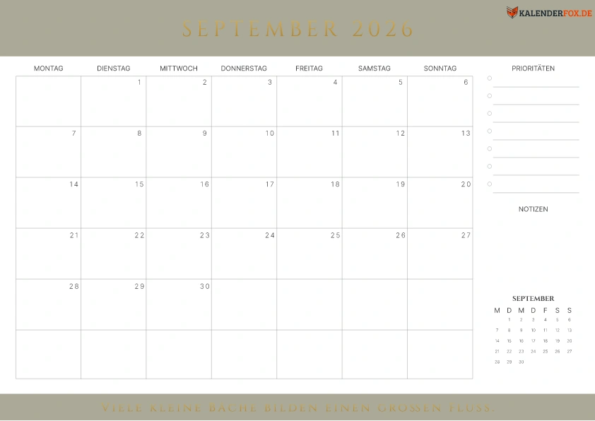 Prioritäten-Kalender September 2026